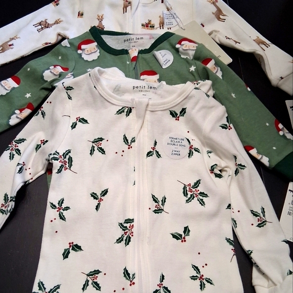 NWT 3 Piece  Petit Lem Holiday  Bundle Sleepers  6-9mo - Picture 1 of 12